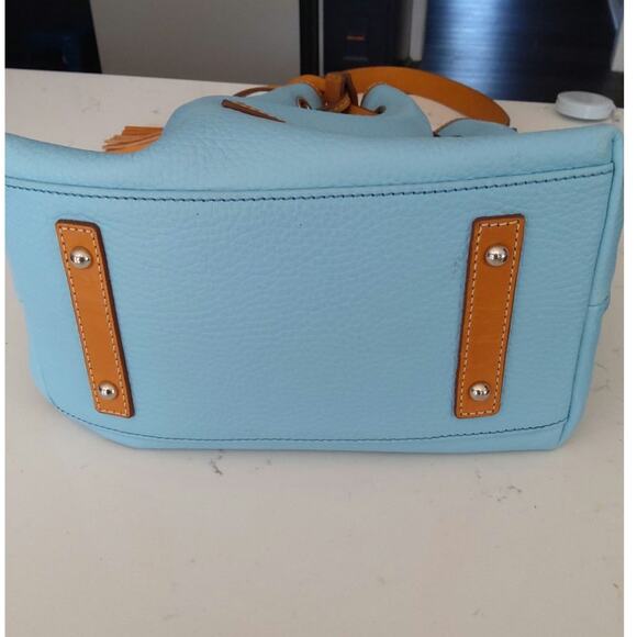 Dooney & Bourke Pebble grain drawstring bag Italian leather Caribbean Blue, Chic - Picture 11 of 11